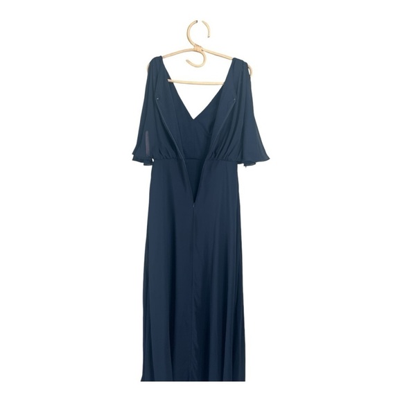 After Six Midnight Blue V-Neck Split Sleeve Blouson Bodice Maxi Dress - 1565  6R - Picture 3 of 14